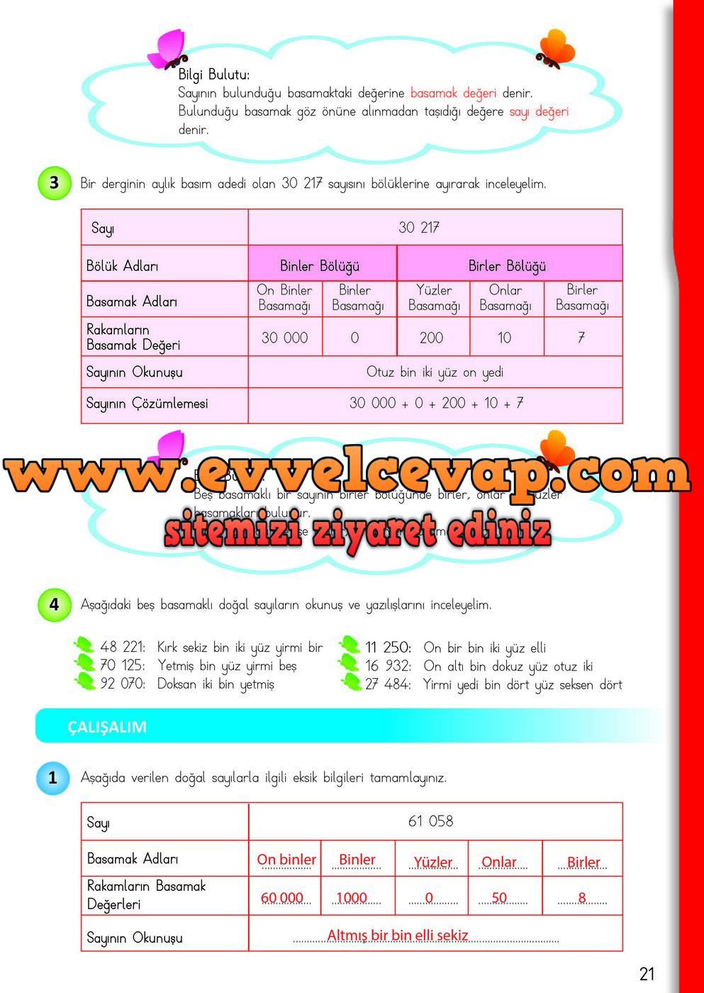 4. Sınıf Matematik Meb Yayınları Ders Kitabı Cevapları Sayfa 21