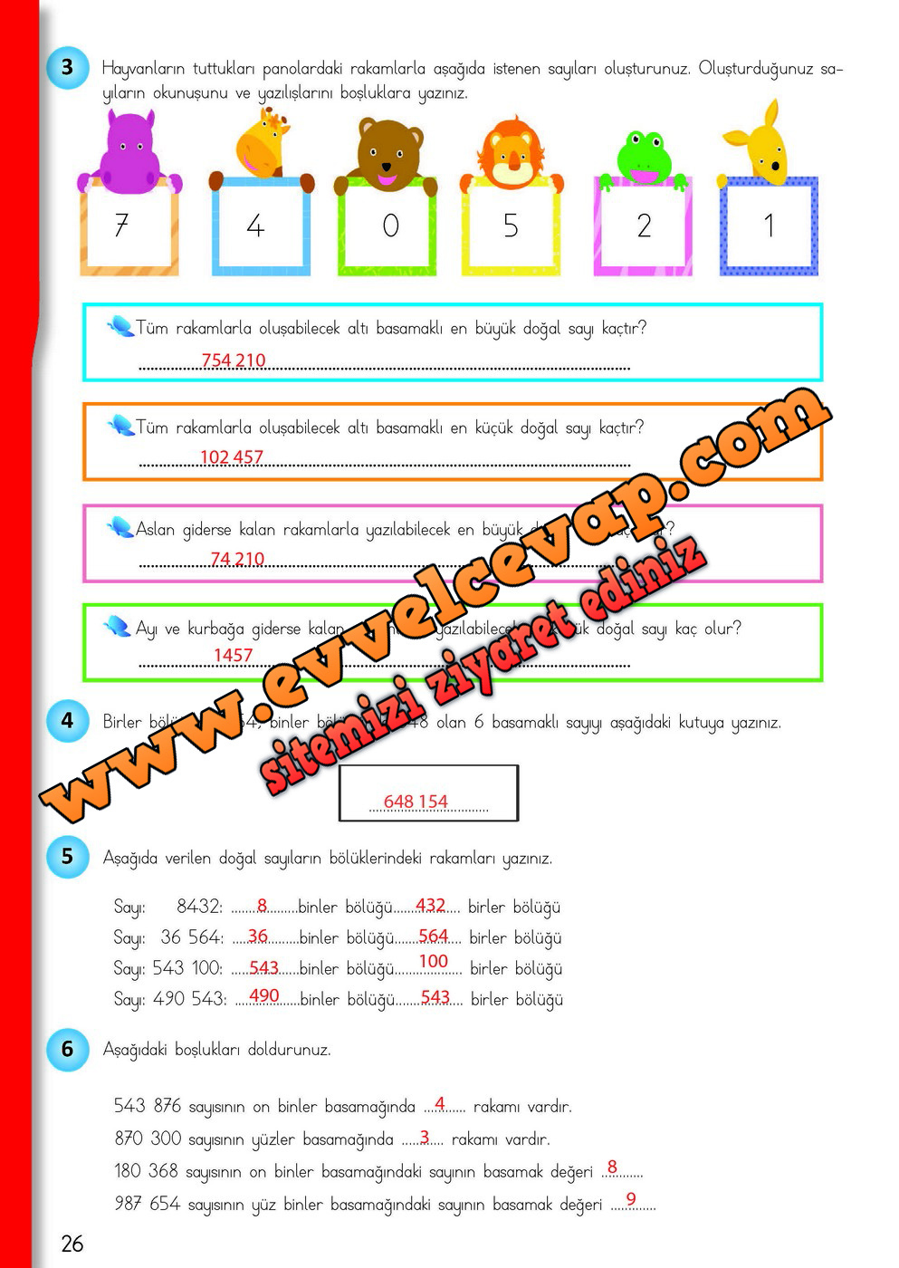4. Sınıf Matematik Meb Yayınları Ders Kitabı Cevapları Sayfa 26