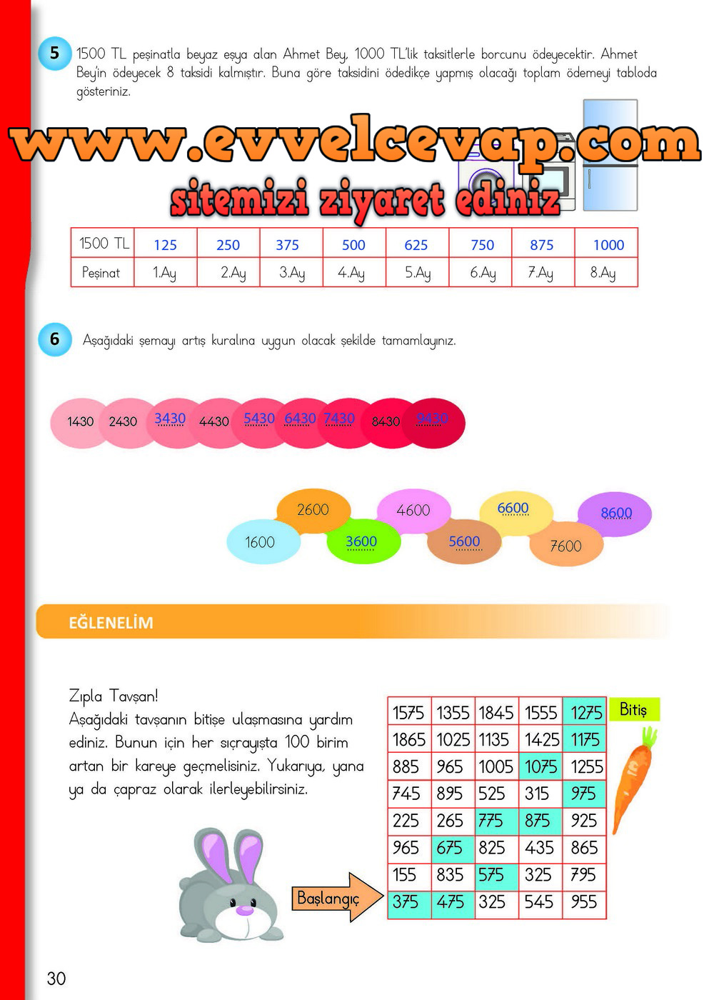 4. Sınıf Matematik Meb Yayınları Ders Kitabı Cevapları Sayfa 30