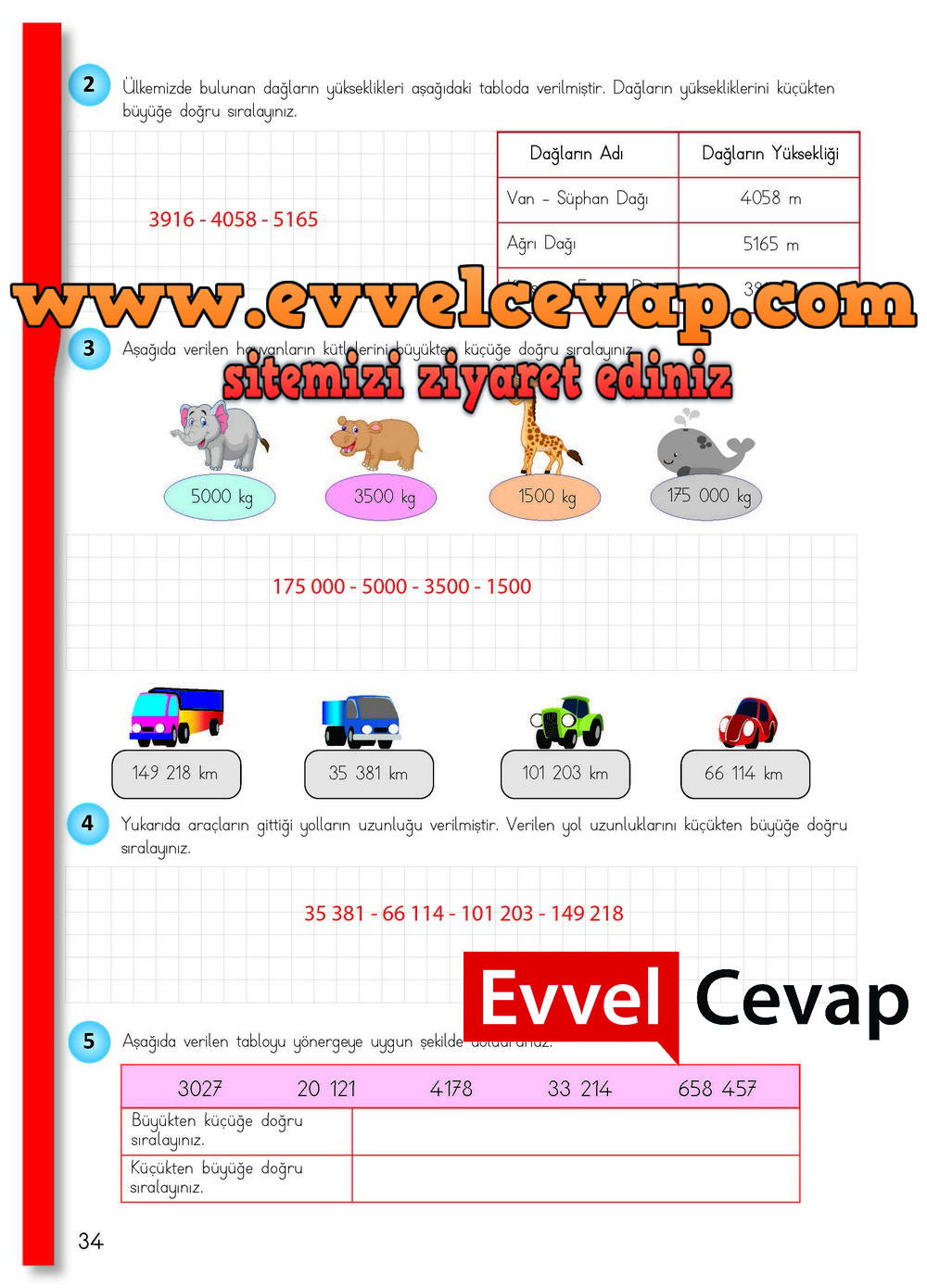 4. Sınıf Matematik Meb Yayınları Ders Kitabı Cevapları Sayfa 34