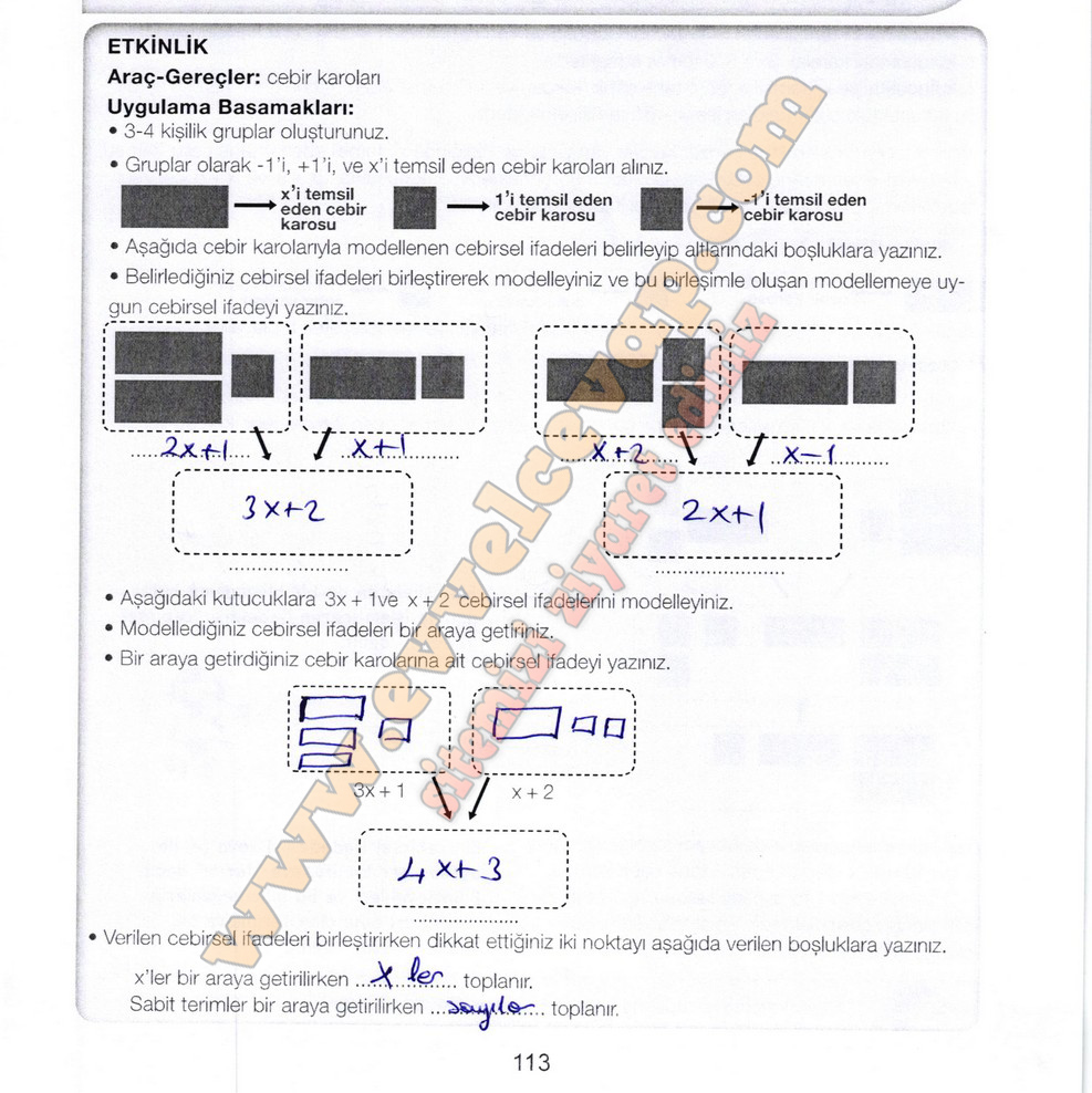 7. Sınıf Matematik Meb Yayınları Ders Kitabı Sayfa 113 Cevapları