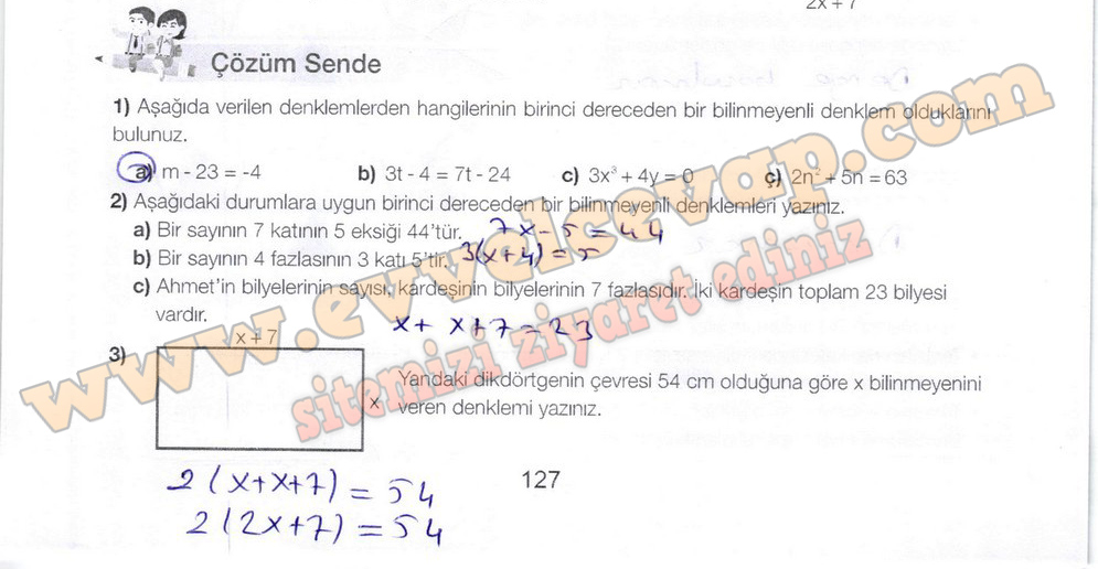 7. Sınıf Matematik Meb Yayınları Ders Kitabı Sayfa 127 Cevapları