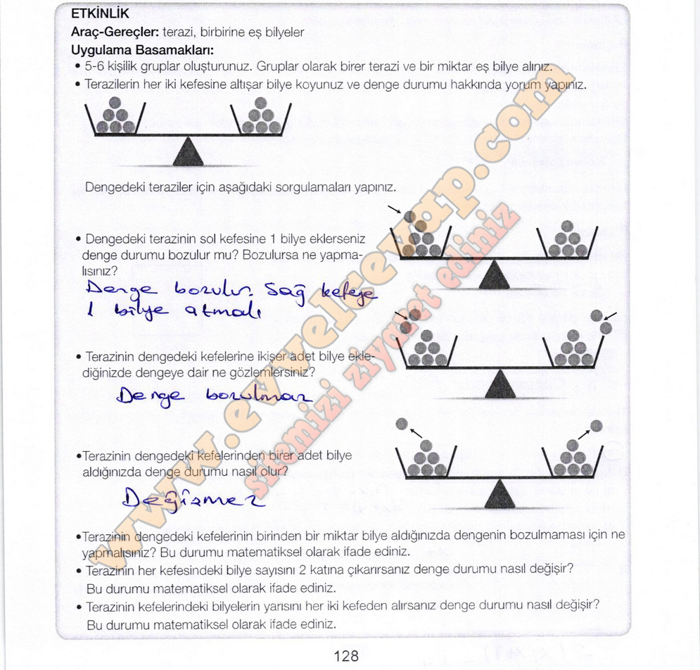 7. Sınıf Matematik Meb Yayınları Ders Kitabı Sayfa 128 Cevapları
