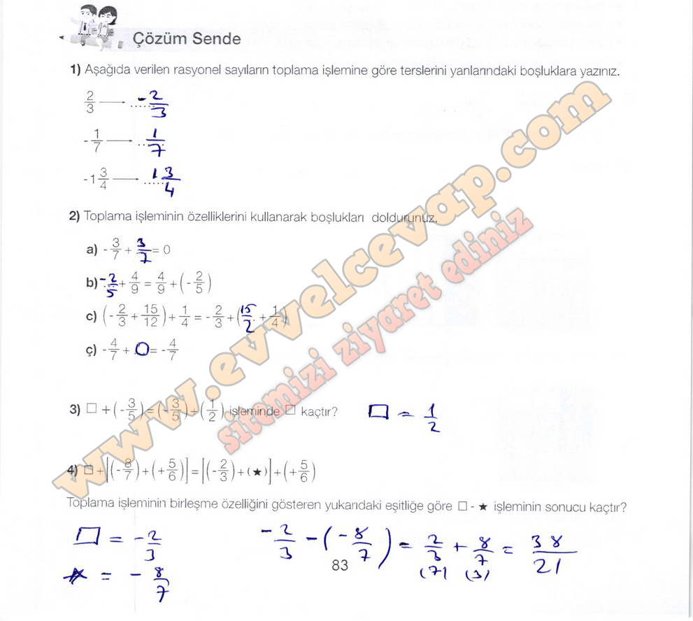 7. Sınıf Matematik Meb Yayınları Ders Kitabı Sayfa 83 Cevapları