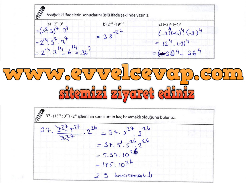 8. Sınıf Matematik Meb Yayınları Ders Kitabı Sayfa 39 Cevapları
