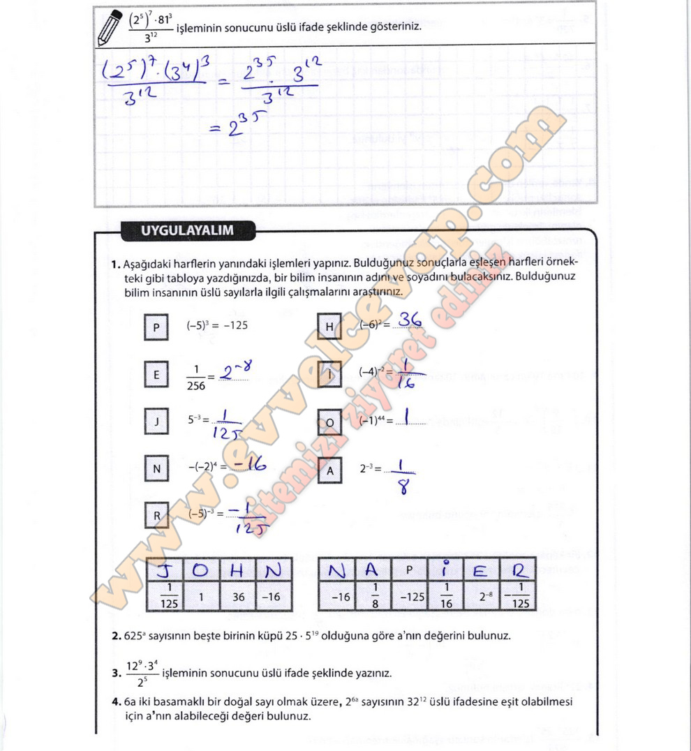 8. Sınıf Matematik Meb Yayınları Ders Kitabı Sayfa 41 Cevapları