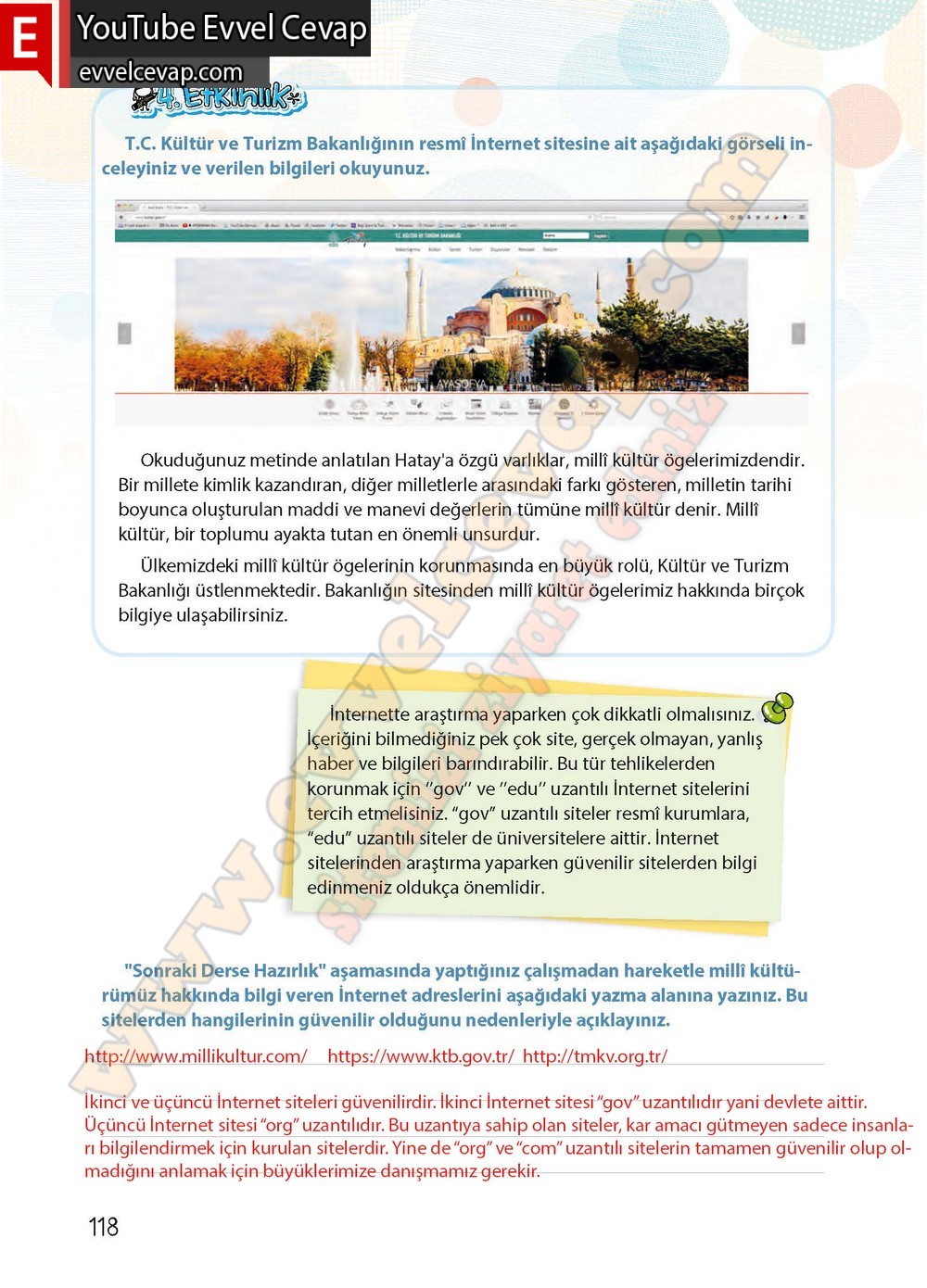 4. sınıf Koza Yayınları T&uuml;rk&ccedil;e Ders Kitabı Cevapları Sayfa 118