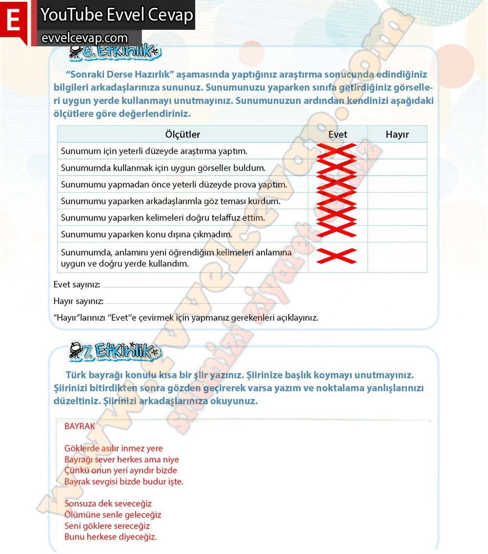 4. sınıf Koza Yayınları T&uuml;rk&ccedil;e Ders Kitabı Cevapları Sayfa 124