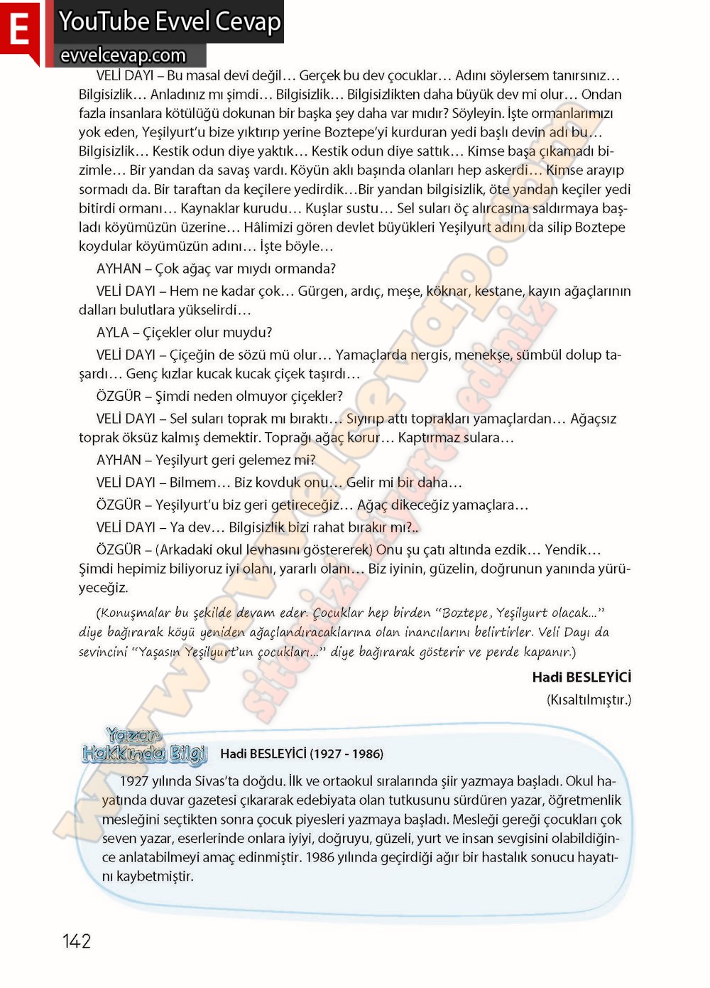 4. sınıf Koza Yayınları T&uuml;rk&ccedil;e Ders Kitabı Cevapları Sayfa 142
