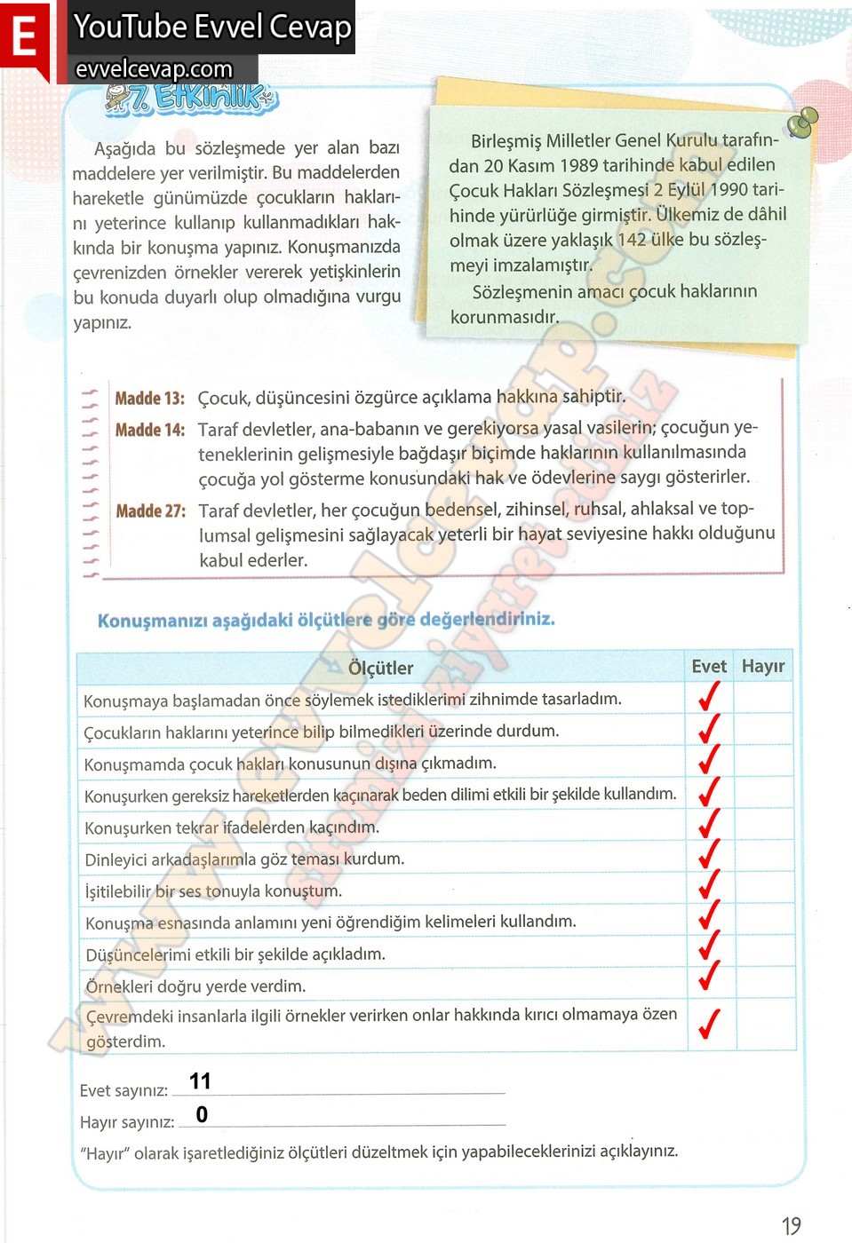 4. sınıf Koza Yayınları Türkçe Ders Kitabı Cevapları Sayfa 19