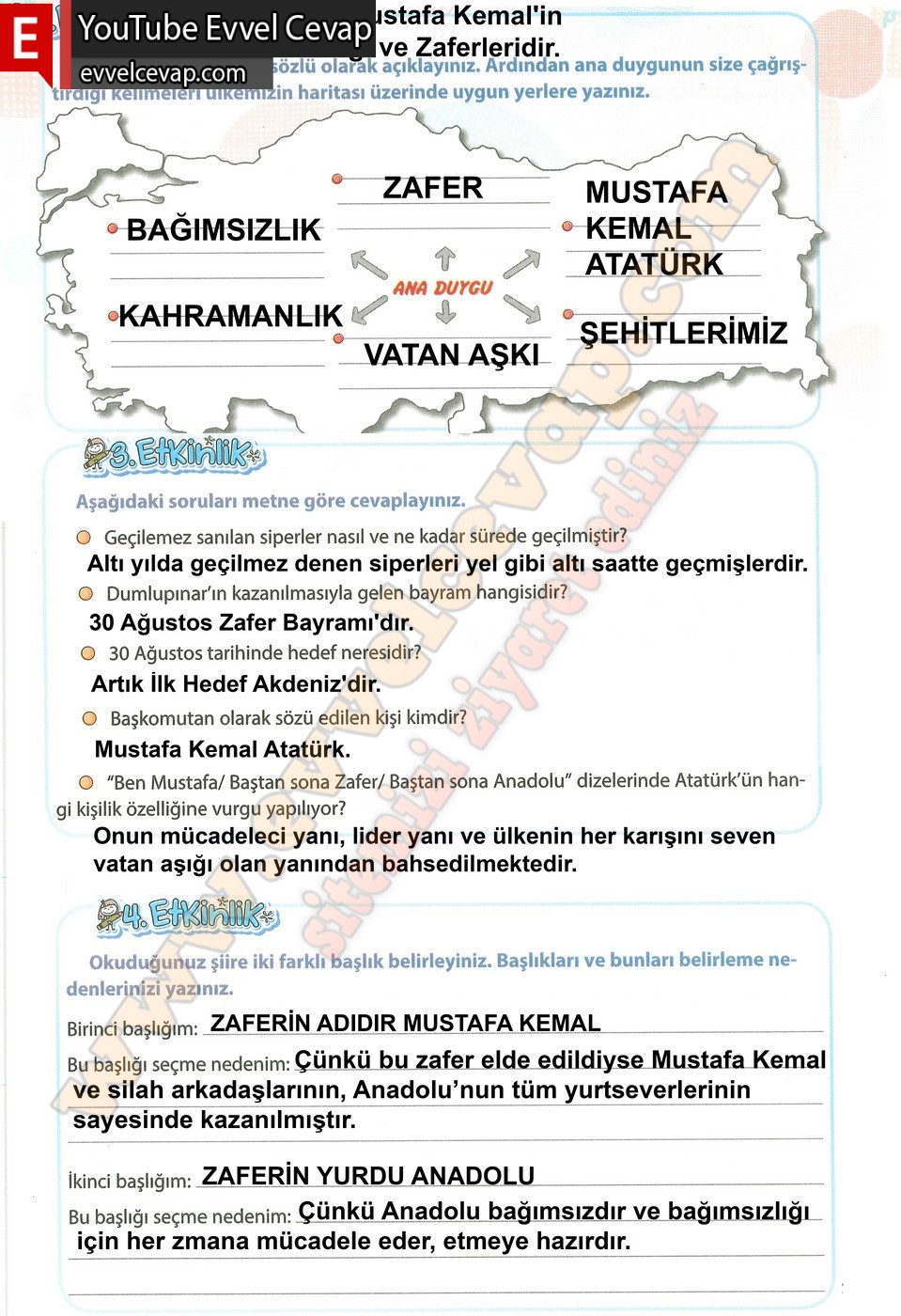 4. sınıf Koza Yayınları T&uuml;rk&ccedil;e Ders Kitabı Cevapları Sayfa 57