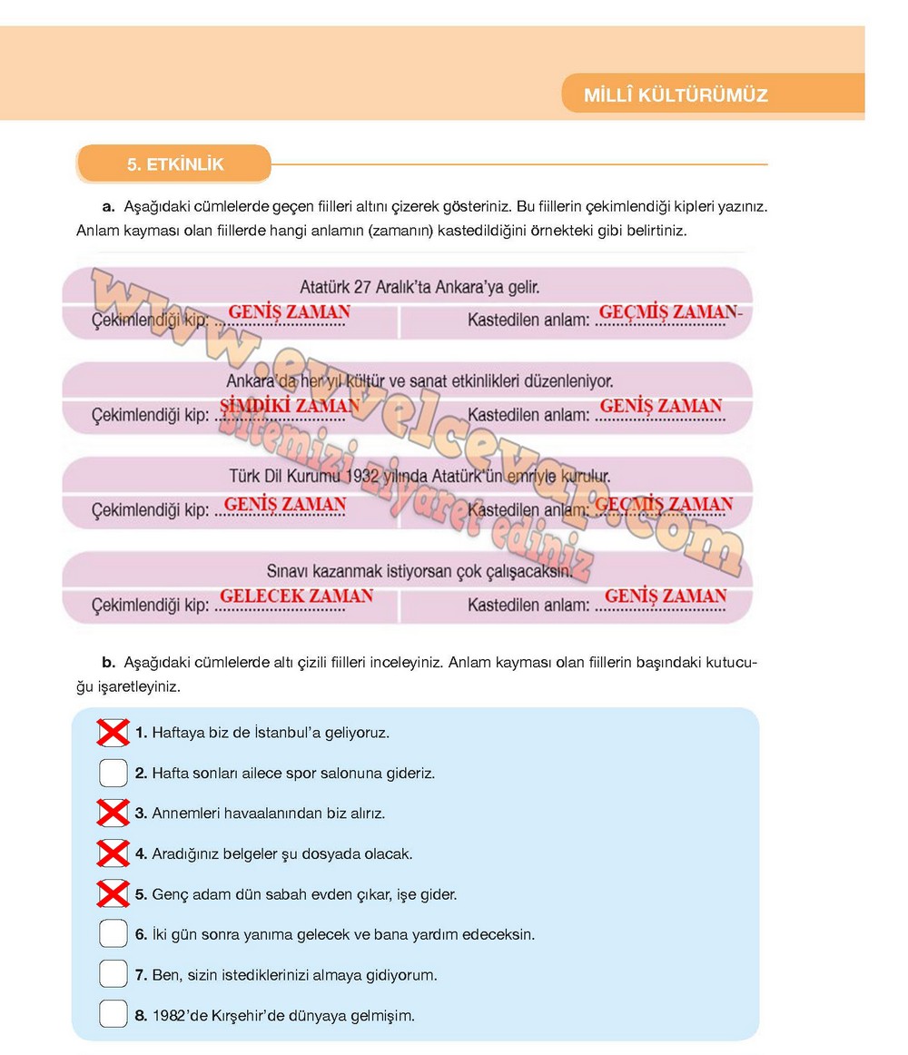 7. Sınıf &Ouml;zg&uuml;n Yayınları T&uuml;rk&ccedil;e Ders Kitabı Cevapları Sayfa 121