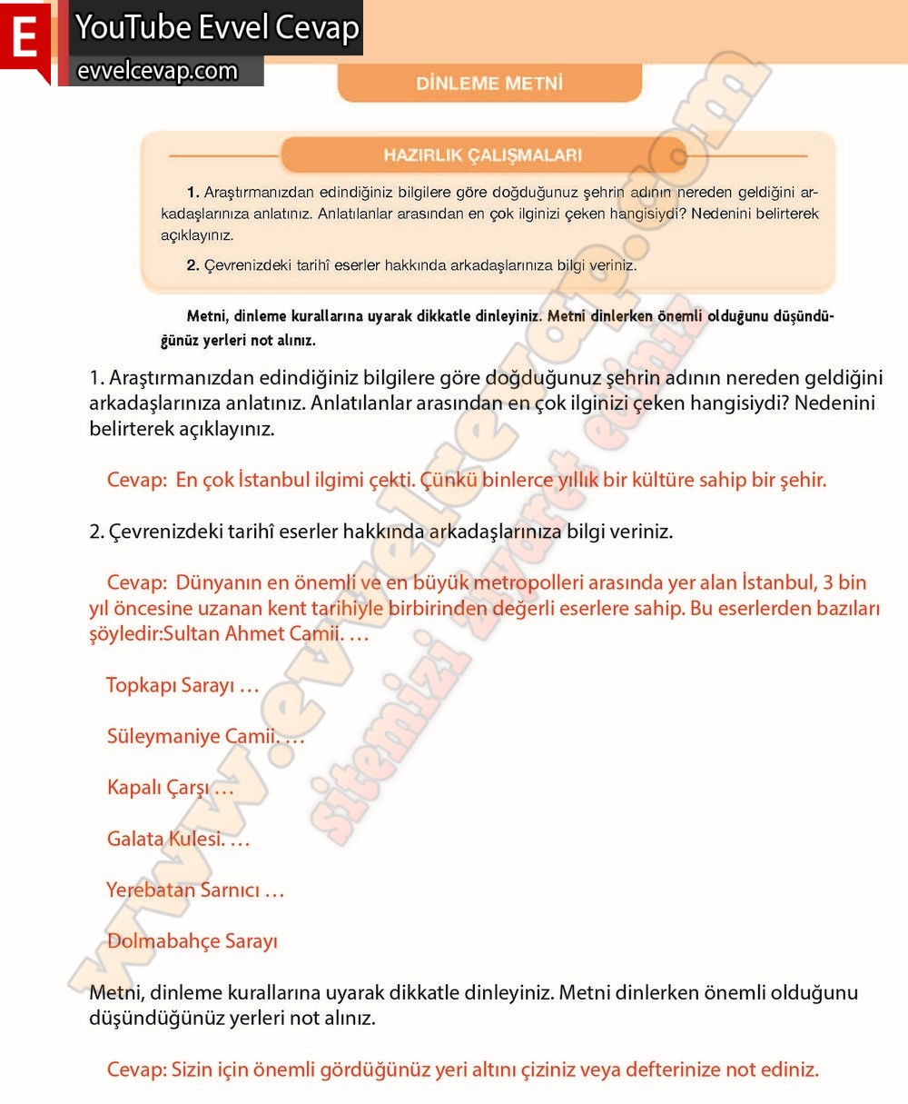 7. Sınıf &Ouml;zg&uuml;n Yayınları T&uuml;rk&ccedil;e Ders Kitabı Cevapları Sayfa 122