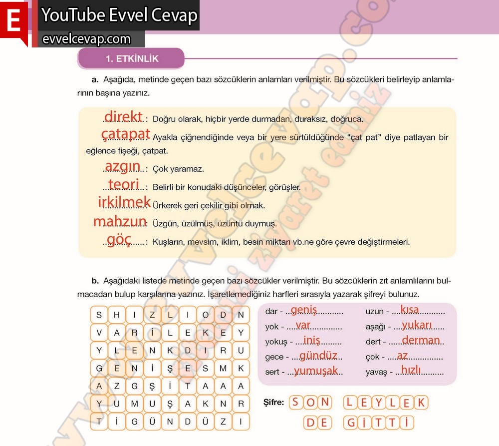 7. Sınıf &Ouml;zg&uuml;n Yayınları T&uuml;rk&ccedil;e Ders Kitabı Cevapları Sayfa 144
