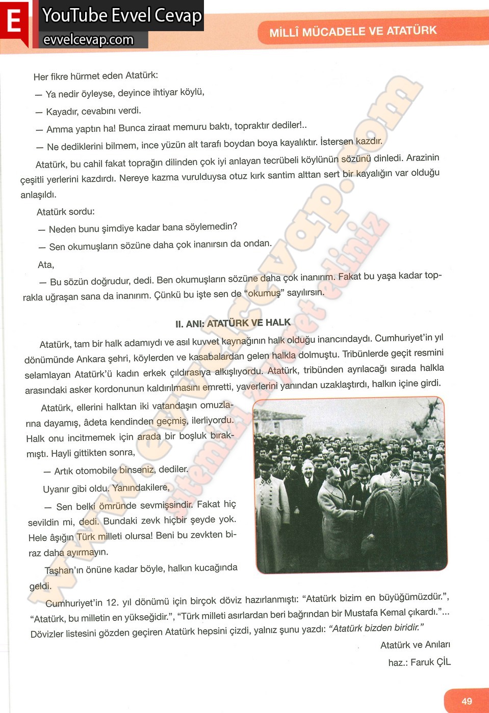 7. Sınıf &Ouml;zg&uuml;n Yayınları T&uuml;rk&ccedil;e Ders Kitabı Cevapları Sayfa 49