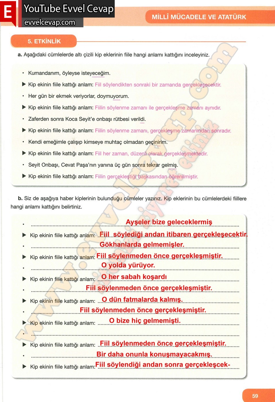 7. Sınıf &Ouml;zg&uuml;n Yayınları T&uuml;rk&ccedil;e Ders Kitabı Cevapları Sayfa 59