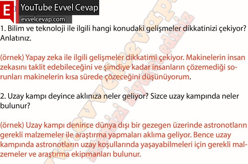 8. sınıf Meb Yayınları T&uuml;rk&ccedil;e Ders Kitabı Cevapları Sayfa 104