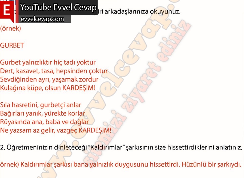 8. sınıf Meb Yayınları T&uuml;rk&ccedil;e Ders Kitabı Cevapları Sayfa 116