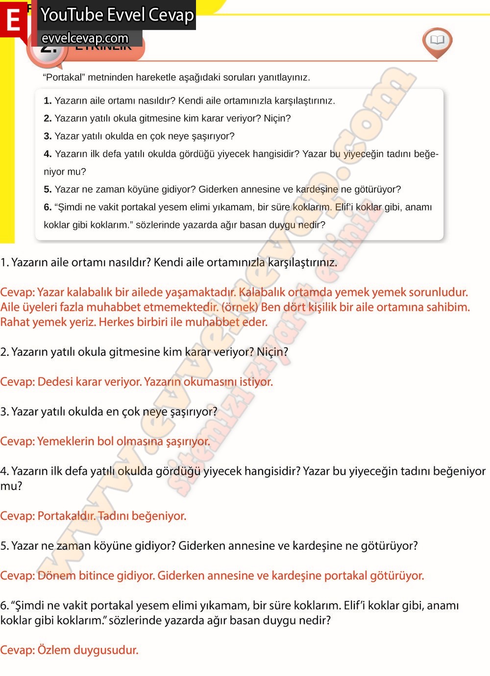 8. sınıf Meb Yayınları T&uuml;rk&ccedil;e Ders Kitabı Cevapları Sayfa 126