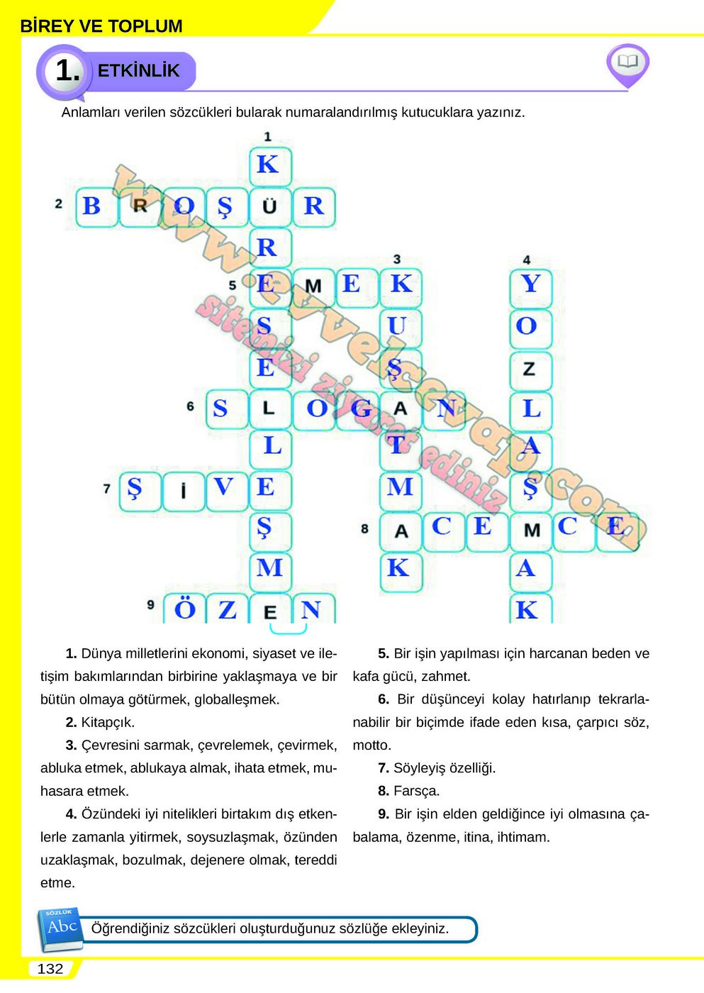 8. sınıf Meb Yayınları T&uuml;rk&ccedil;e Ders Kitabı Cevapları Sayfa 132