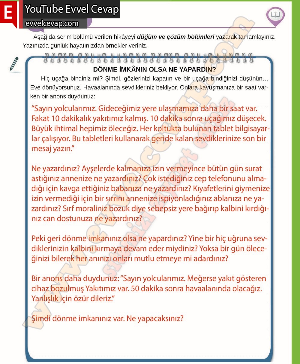 8. sınıf Meb Yayınları T&uuml;rk&ccedil;e Ders Kitabı Cevapları Sayfa 155