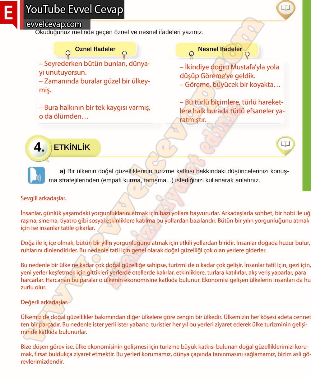 8. sınıf Meb Yayınları T&uuml;rk&ccedil;e Ders Kitabı Cevapları Sayfa 165