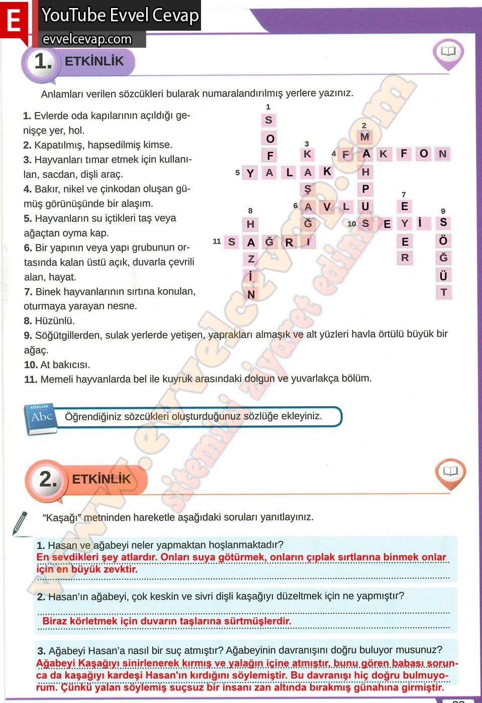8. sınıf Meb Yayınları T&uuml;rk&ccedil;e Ders Kitabı Cevapları Sayfa 23