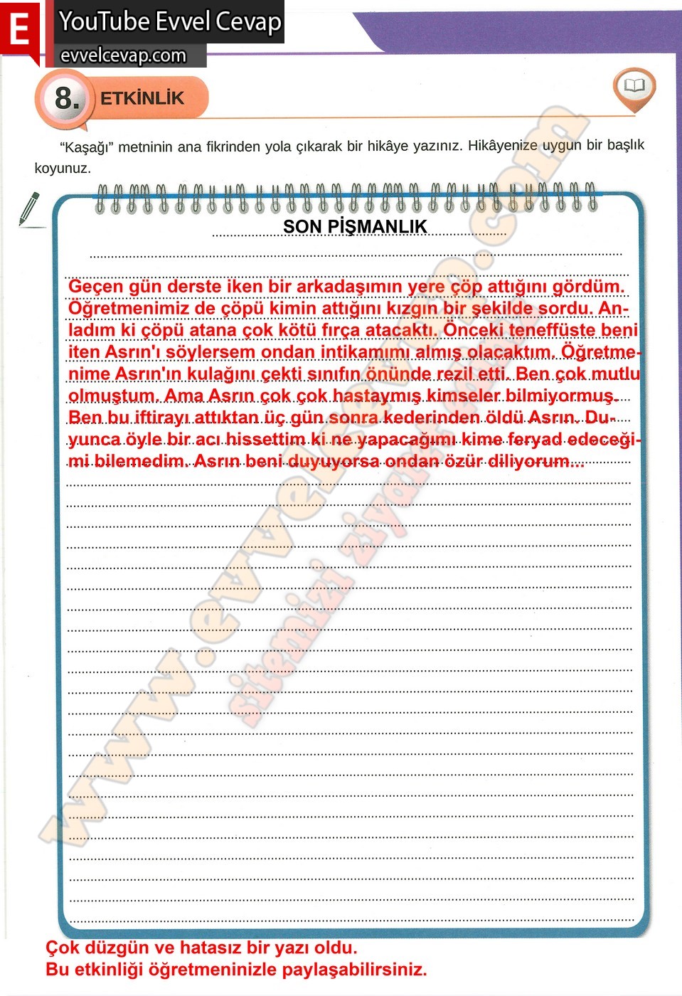 8. sınıf Meb Yayınları T&uuml;rk&ccedil;e Ders Kitabı Cevapları Sayfa 27