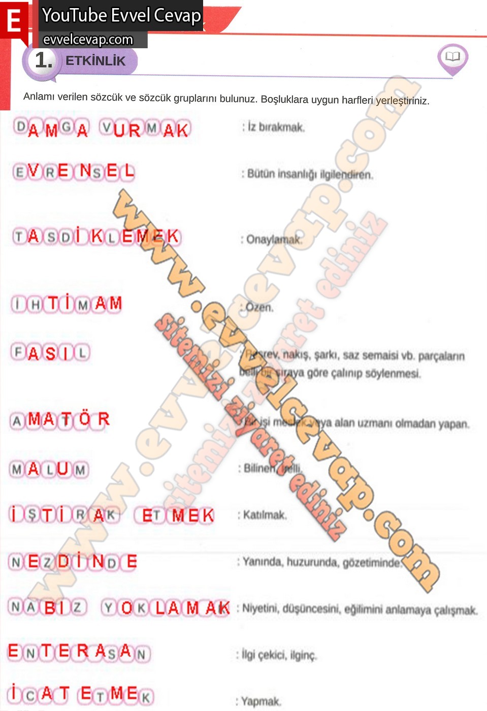 8. sınıf Meb Yayınları T&uuml;rk&ccedil;e Ders Kitabı Cevapları Sayfa 56