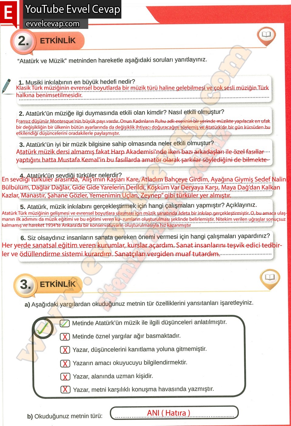 8. sınıf Meb Yayınları T&uuml;rk&ccedil;e Ders Kitabı Cevapları Sayfa 57