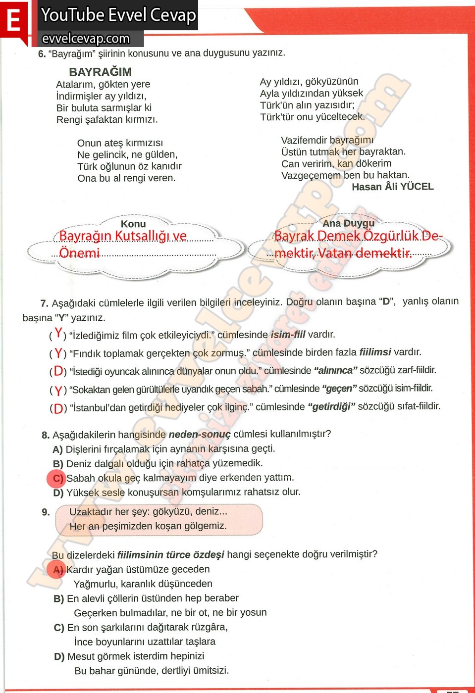 8. sınıf Meb Yayınları T&uuml;rk&ccedil;e Ders Kitabı Cevapları Sayfa 77