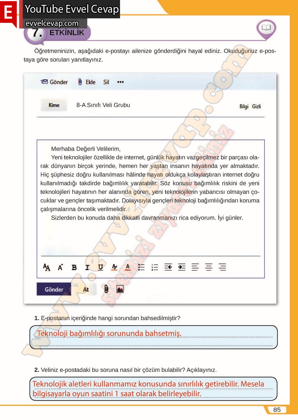 8. sınıf Meb Yayınları T&uuml;rk&ccedil;e Ders Kitabı Cevapları Sayfa 8