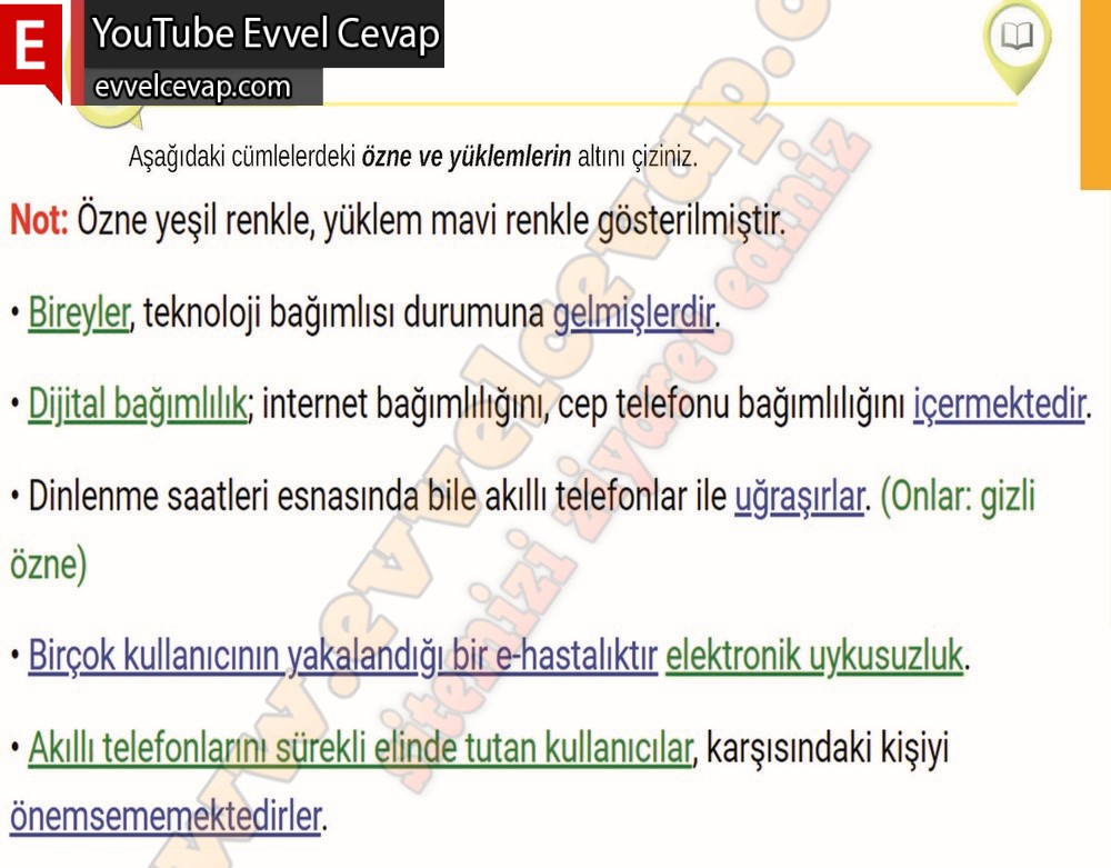 8. sınıf Meb Yayınları T&uuml;rk&ccedil;e Ders Kitabı Cevapları Sayfa 87