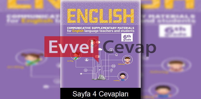 6. Sınıf İngilizce Çalışma Sayfaları Kitabı Cevapları 9. Ünite Sayfa 4