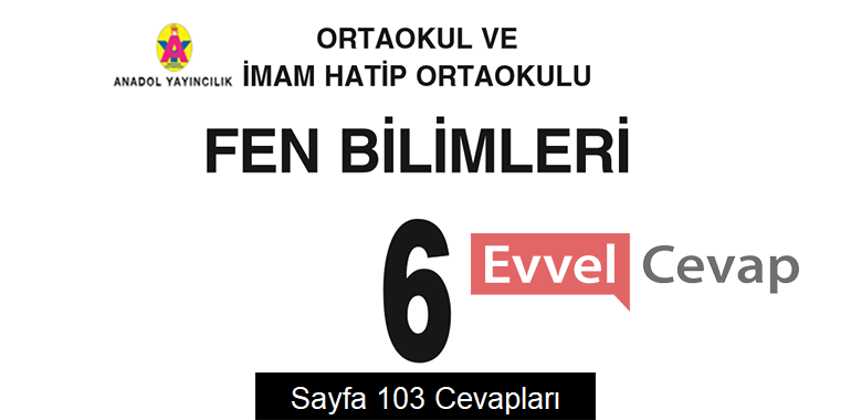 6. Sınıf Fen Bilimleri Ders Kitabı Sayfa 103 Cevapları Anadol Yayıncılık