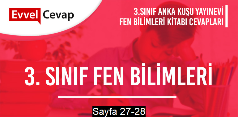 3. Sınıf Fen Bilimleri Ders Kitabı Anka Kuşu Sayfa 27-28 Cevapları