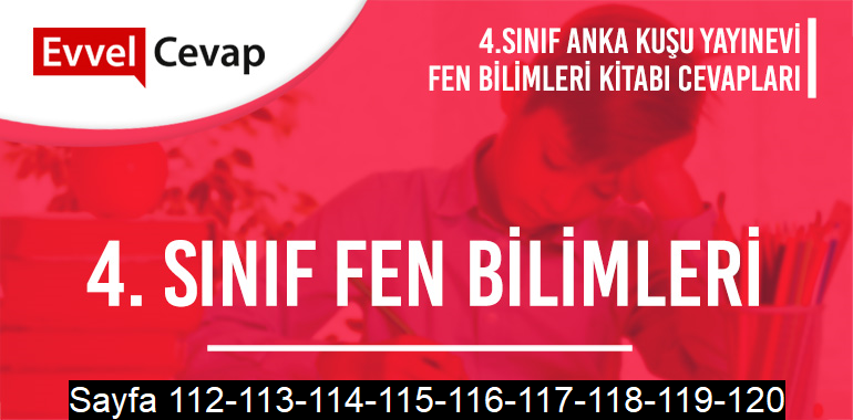 4. Sınıf Fen Bilimleri Ders Kitabı Anka Kuşu Sayfa 112-113-114-115-116-117-118-119-120 Cevapları