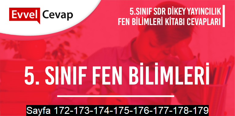 5. Sınıf Fen Bilimleri Ders Kitabı SDR Dikey Sayfa 172-173-174-175-176-177-178-179 Cevapları