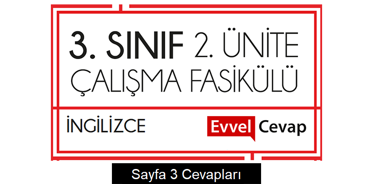 3. Sınıf İngilizce Çalışma Fasikülü 2. Ünite Cevapları Sayfa 3