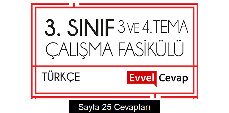 3. Sınıf Türkçe Çalışma Fasikülü 3. ve 4. Ünite Cevapları Sayfa 25