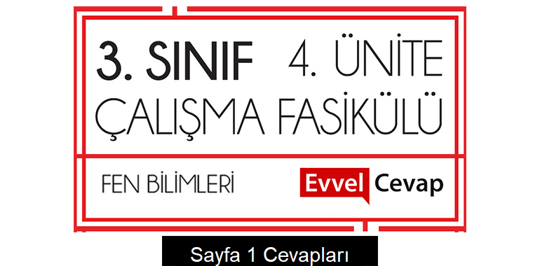 3. Sınıf Fen Bilimleri Çalışma Fasikülü 4. Ünite Cevapları Sayfa 1