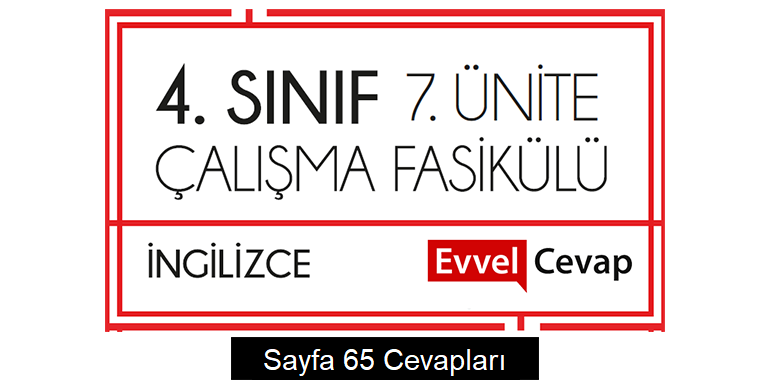 4. Sınıf İngilizce Çalışma Fasikülü 7. Ünite Cevapları Sayfa 65