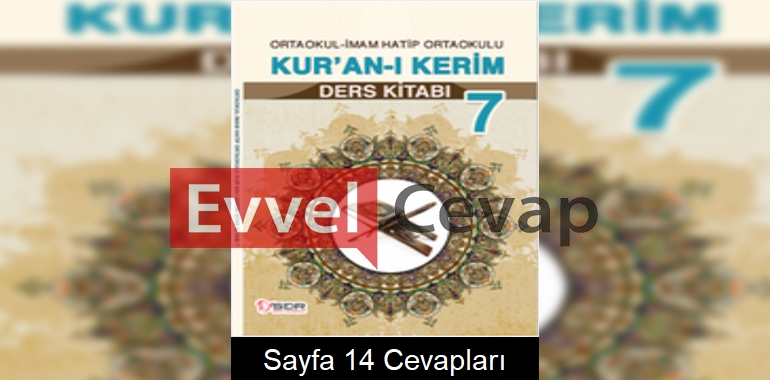 7. Sınıf Kur’an-ı Kerim Ders Kitabı Cevapları SDR Dikey Yayıncılık Sayfa 14