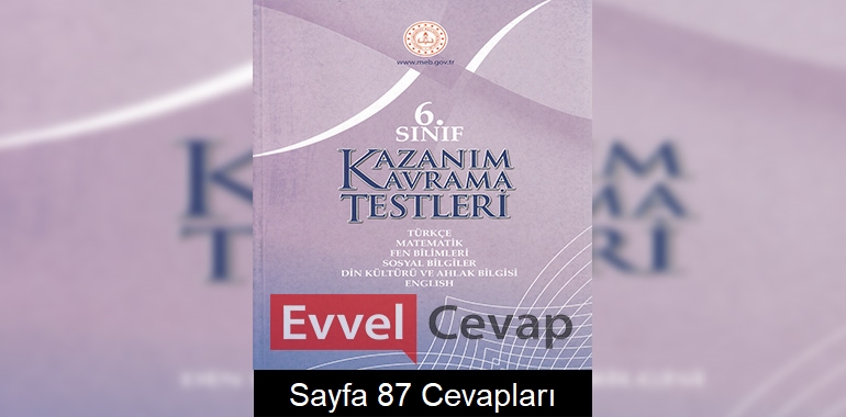 6. Sınıf Kazanım Kavrama Testleri Cevapları Sayfa 87