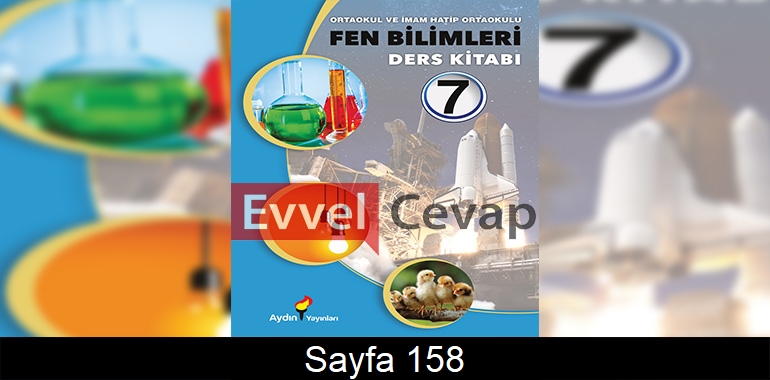 7. Sınıf Aydın Yayınları Fen Bilimleri Ders Kitabı Cevapları Sayfa 158