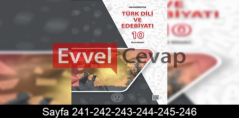 10. Sınıf Meb Yayınları Türk Dili ve Edebiyatı Ders Kitabı Cevapları Sayfa 241-242-243-244-245-246