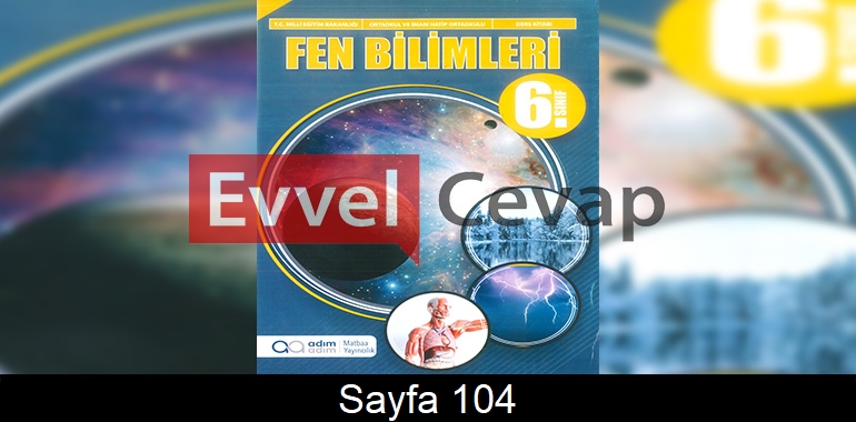 6. Sınıf Adım Adım Yayınları Fen Bilimleri Ders Kitabı Cevapları Sayfa 104