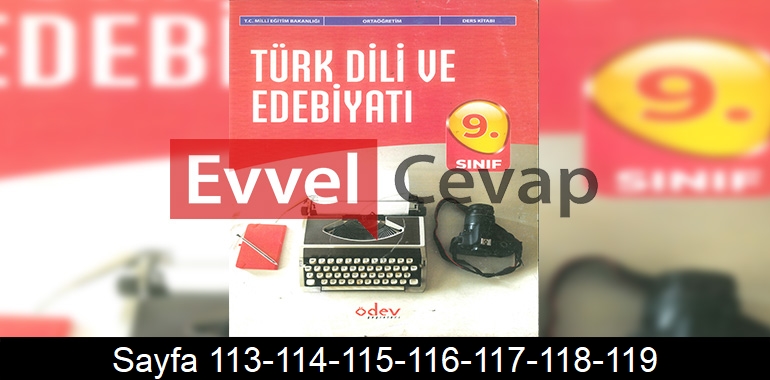 9. Sınıf Ödev Yayınları Türk Dili ve Edebiyatı Ders Kitabı Cevapları Sayfa 113-114-115-116-117-118-119