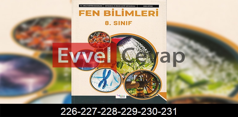 8. Sınıf Fen Bilimleri Ders Kitabı Cevapları Hecce Yayıncılık Sayfa 226-227-228-229-230-231