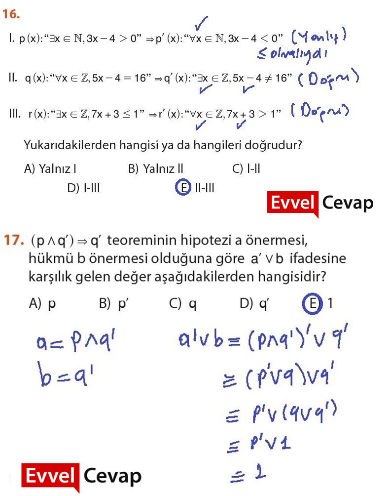 9. Sınıf Meb Yayınları Matematik Ders Kitabı Sayfa 40 Cevabı - Evvel Cevap